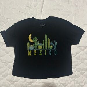 Rebellious One Black Tee with Cactus Graphic